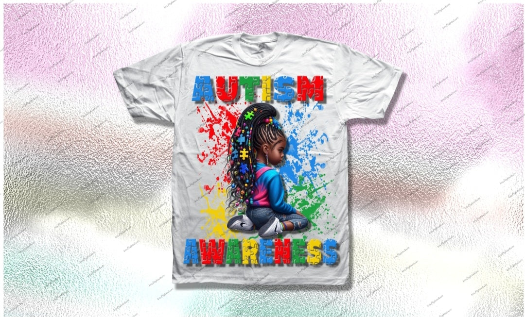 Autism Awareness DTF Transfer – Bright Puzzle Girl Design